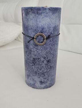 Kohl's Sonoma Rustic Blue Speckled Pillar Candle with Ring Accent